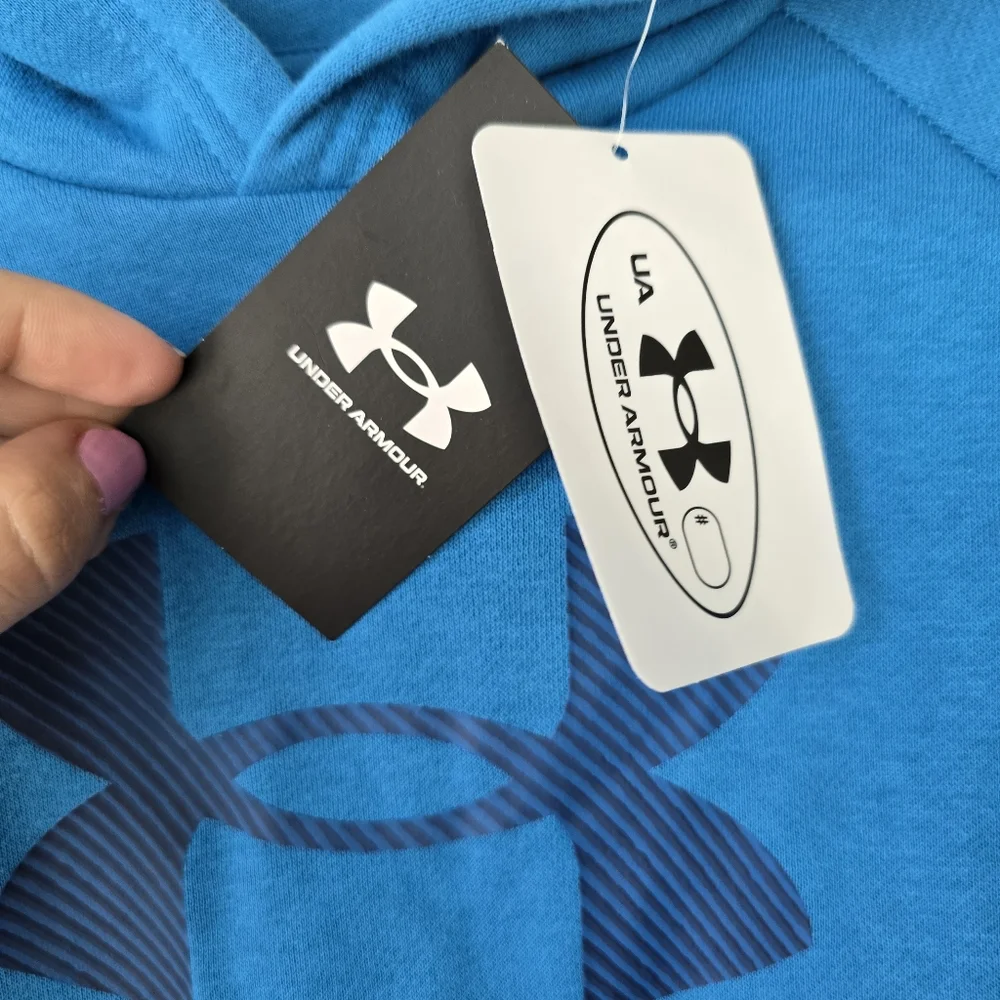 Under Armour Big Boys Logo Long Sleeve Rival Fleece Hoodie YXL - Picture 5 of 9